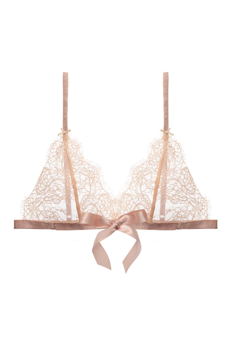 Fantacist Unlined Tie Front Bralette, Alternate, color, VINTAGE PEACH