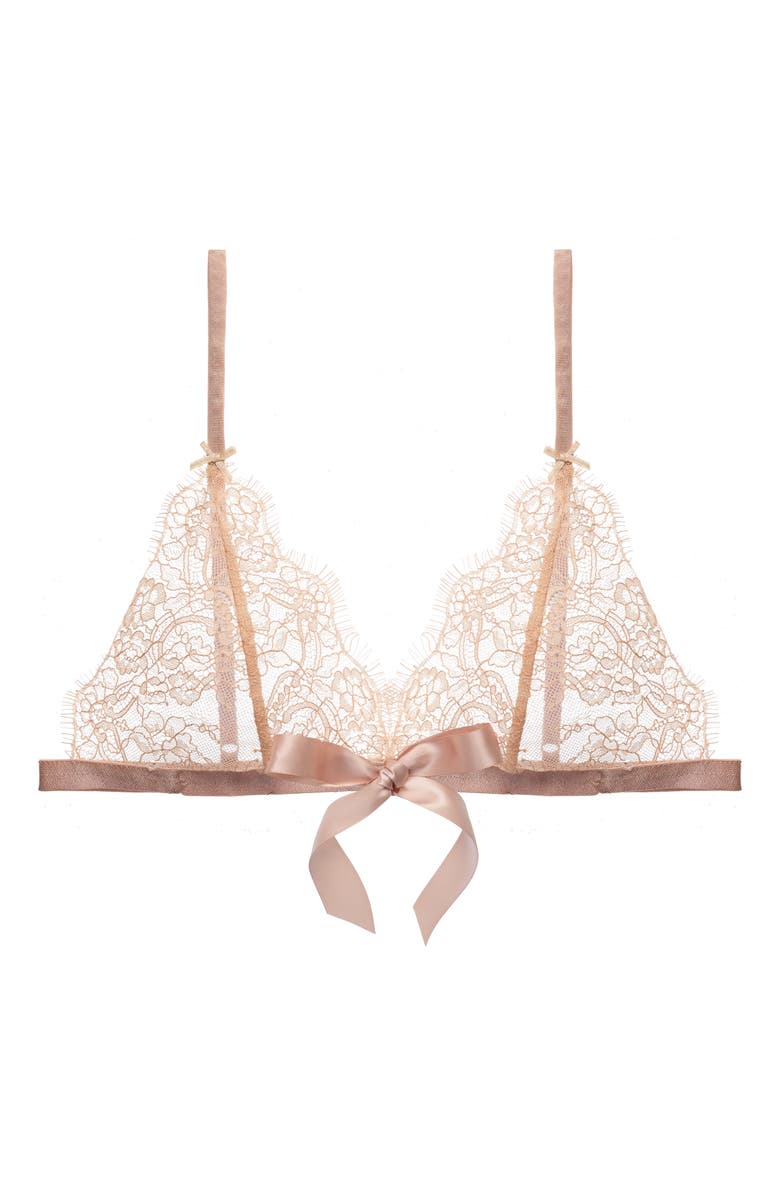 Von Follies By Dita Von Teese Fantacist Unlined Tie Front Bralette, Alternate, color, Vintage Peach