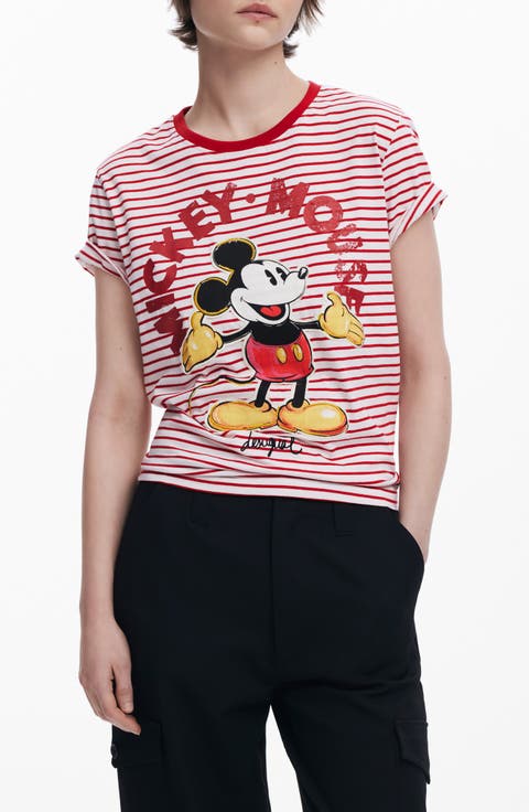 Mickey Mouse Striped Ringer Graphic T-Shirt