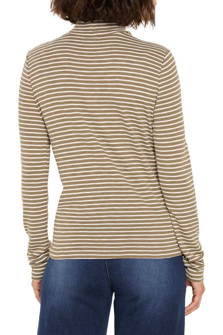 Stripe Long Sleeve Mock Neck T-Shirt, Alternate, color, GREEN MULTI