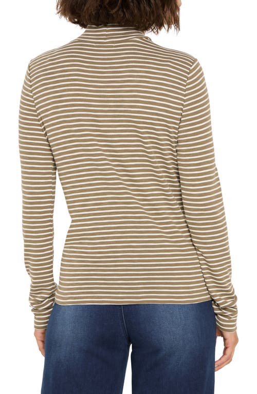 Nzt By Nic+zoe Stripe Long Sleeve Mock Neck T-shirt In Multi
