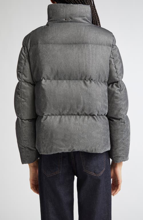 Herno Metallic Corduroy Down Jacket In Gray