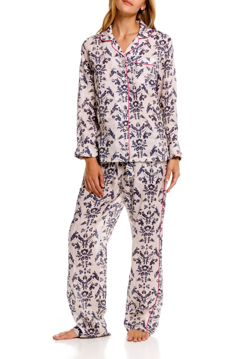 Emma Linen Pajamas, Main, color, WHITE