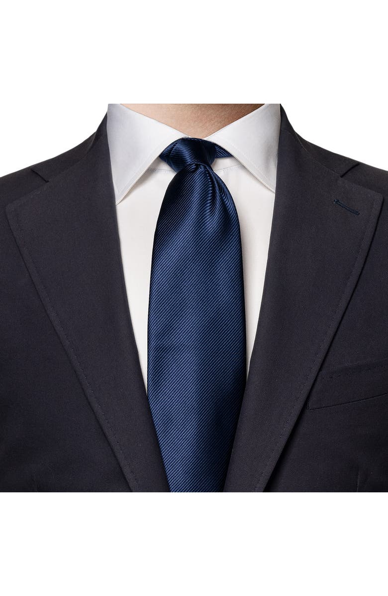 Eton Solid Navy Silk Twill Tie, Alternate, color,