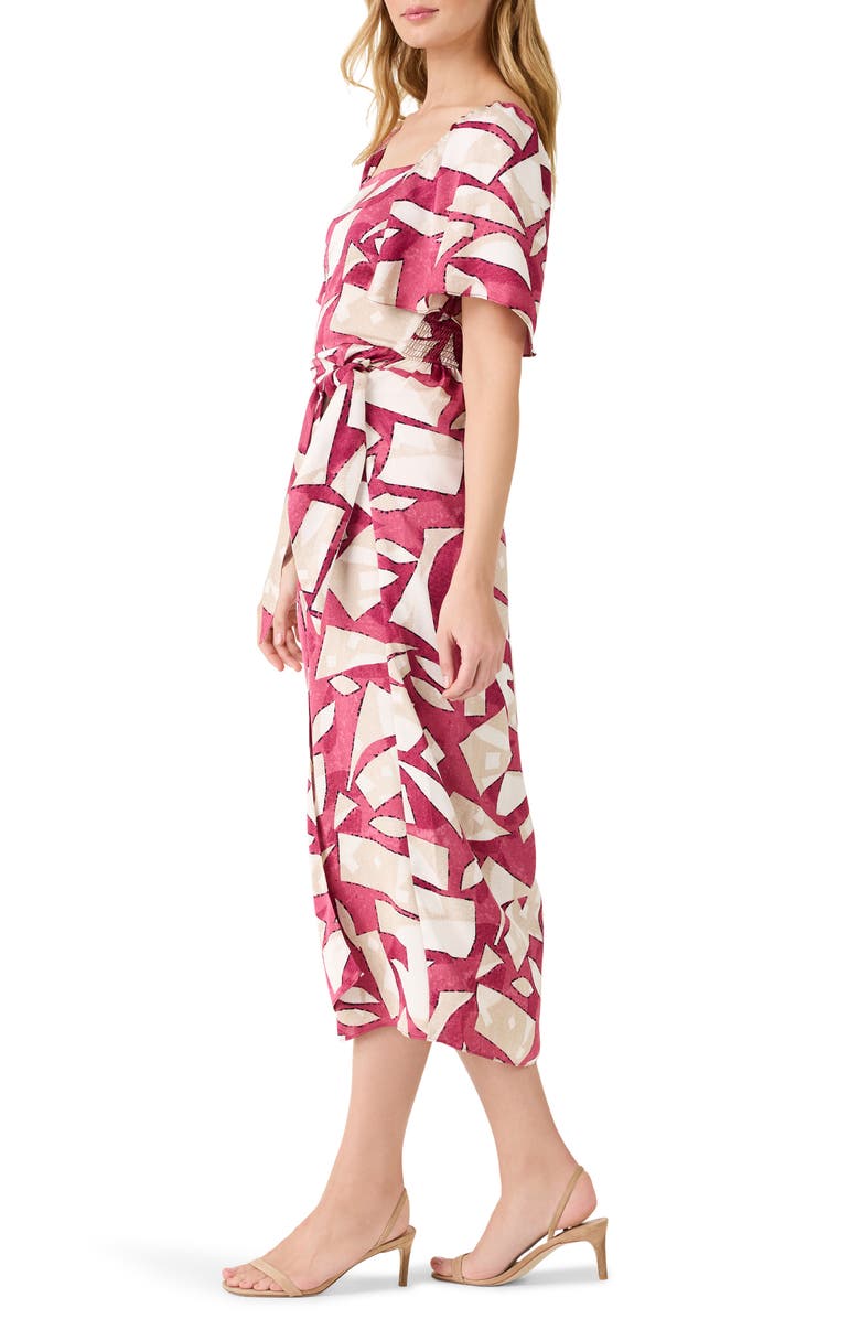 NIC+ZOE Shadow Blocks Wrap Skirt Midi Dress, Alternate, color, Red Multi