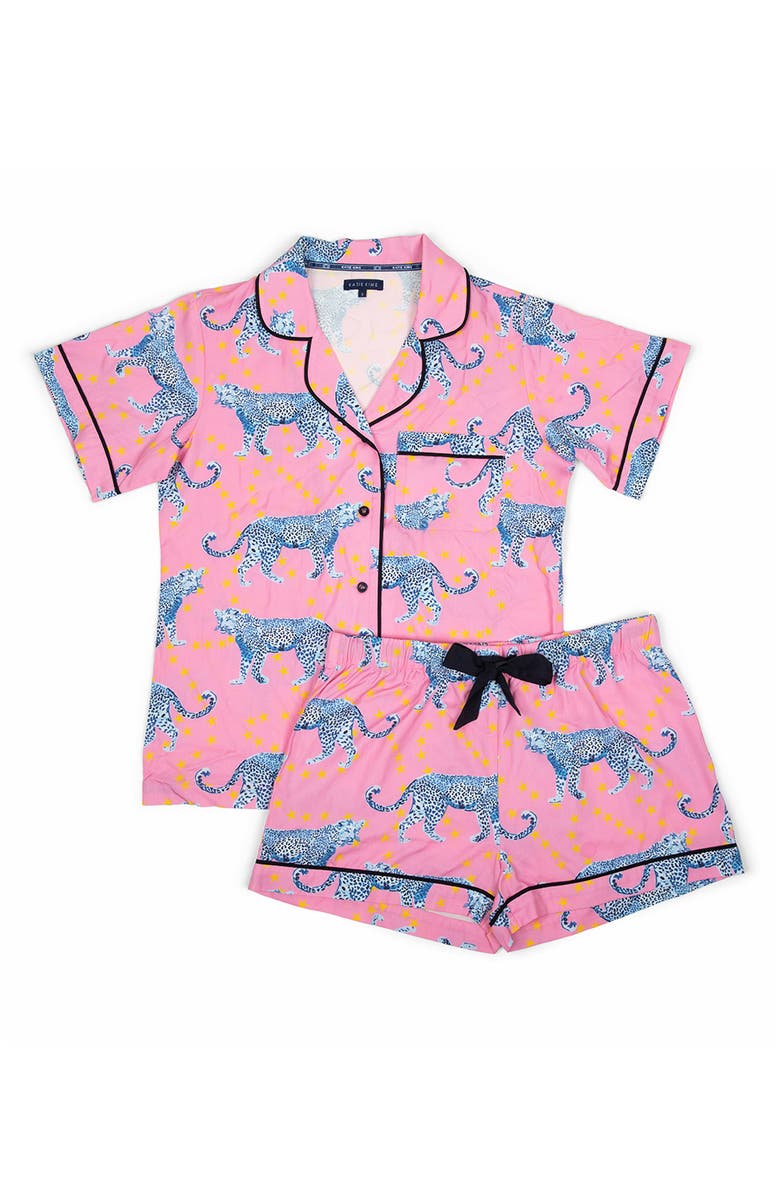 Katie Kime Cosmic Cheetah Short Set, Alternate, color, Pink