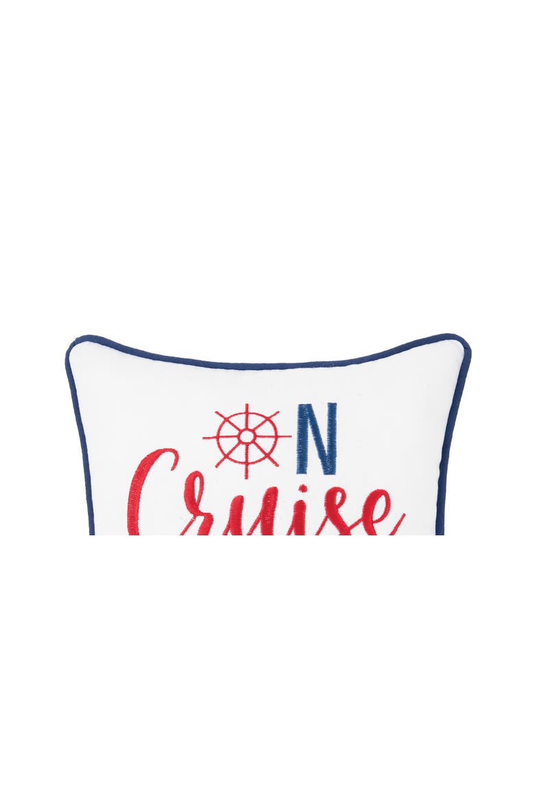 On Cruise Control Embroidered Small Petite Accent Throw Pillow Decor, Alternate, color, White