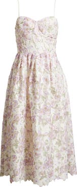 Chelsea28 Print Lace Sleeveless Midi Dress