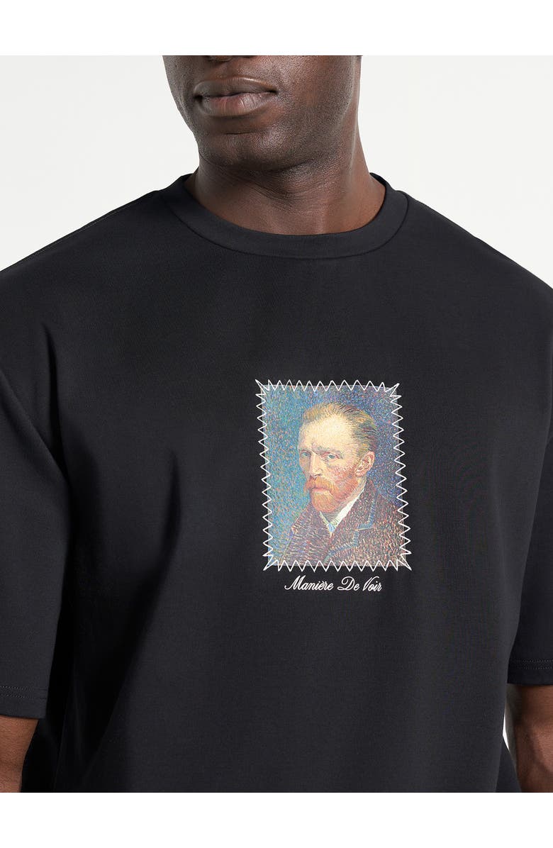 Manière De Voir Anders Cafe Terrace At Night Cotton T-Shirt, Alternate, color, Black