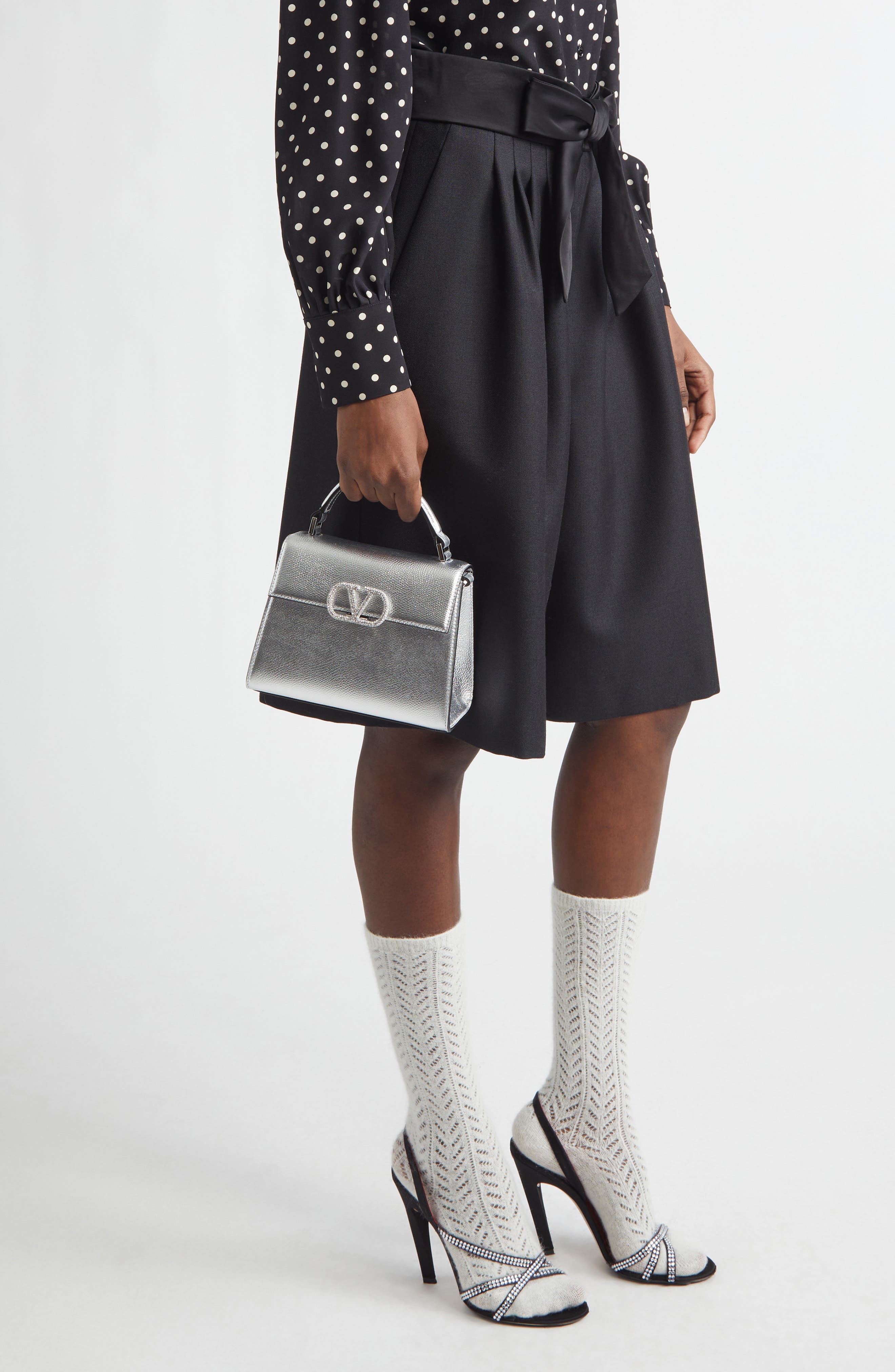 Valentino Garavani Mini Vsling Top Handle Bag, Alternate, color, Silver Lilac