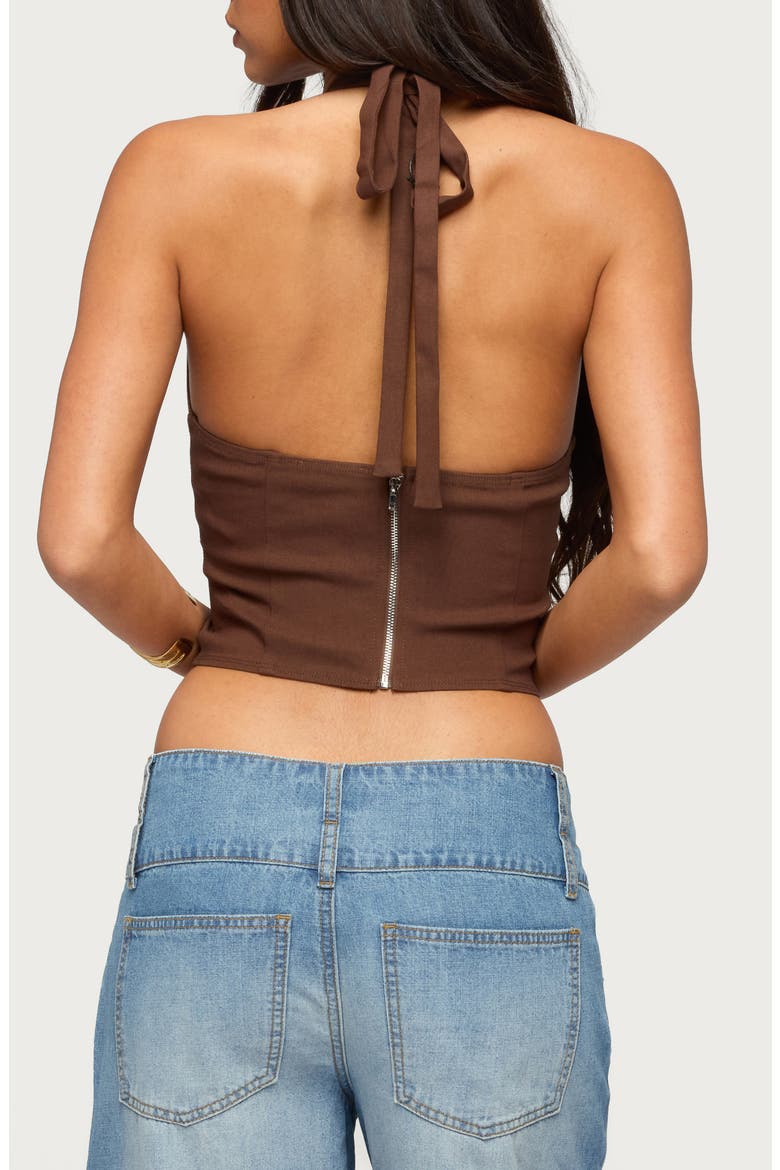 Alira Crop Halter Top, Alternate, color, BROWN
