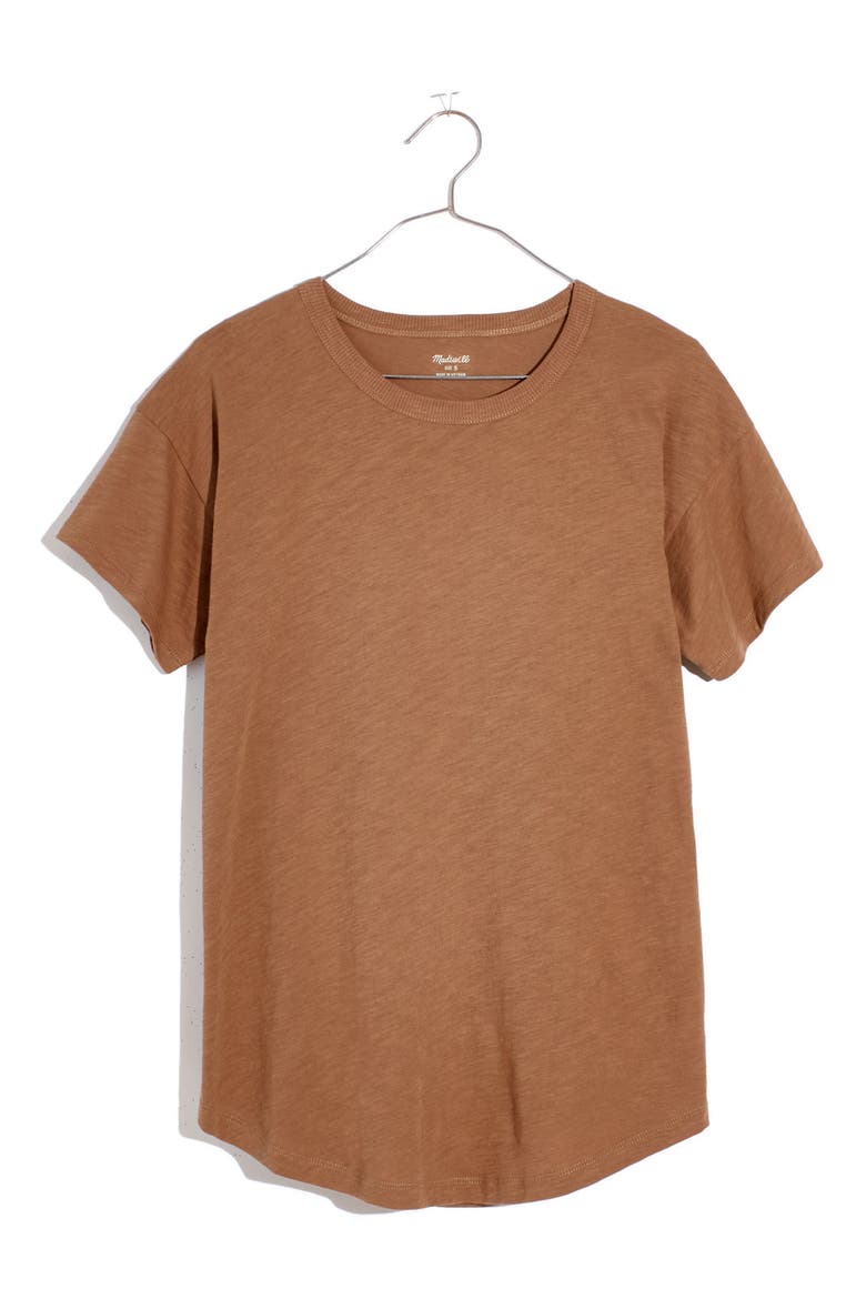 Whisper Cotton Crewneck T-Shirt, Main, color, WEATHERED WALNUT