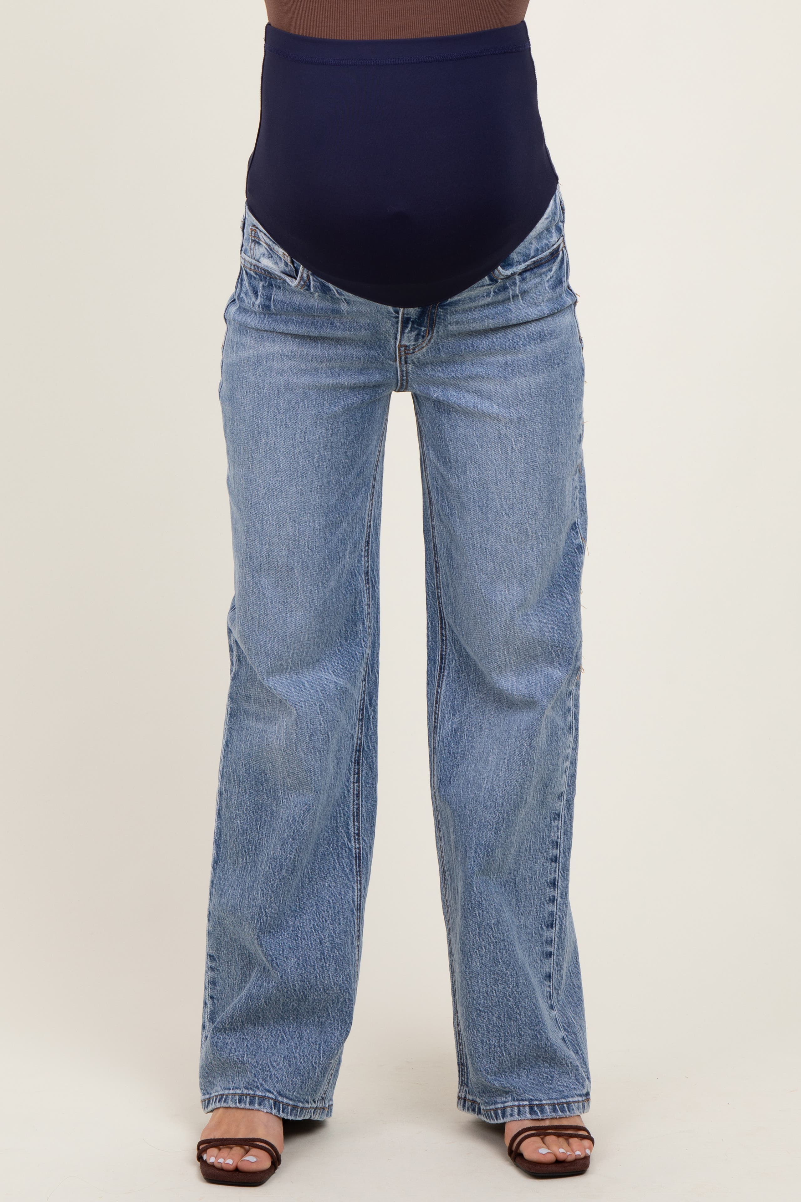 Lightly Distressed Maternity Wide Leg Jeans - image 2