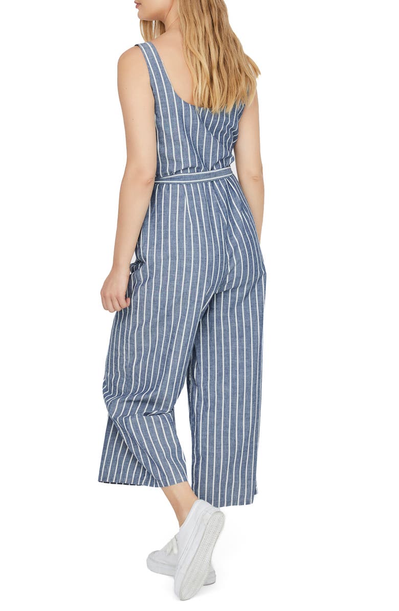 VERO MODA Dotti Stripe Chambray Crop Jumpsuit, Alternate, color, 