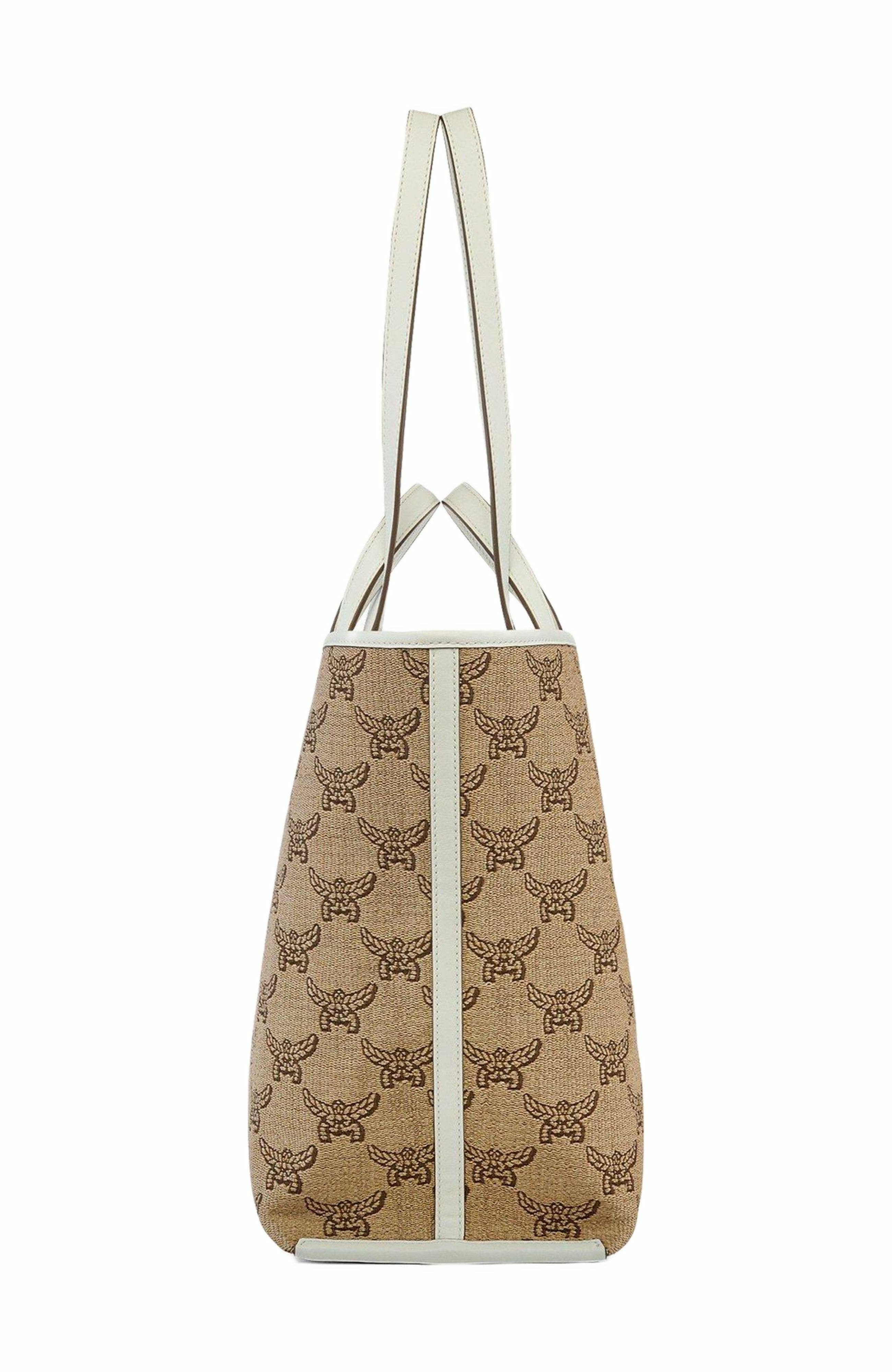 MCM Himmel Shopper in Lauretos Raffia Jacquard, Alternate, color, Beige