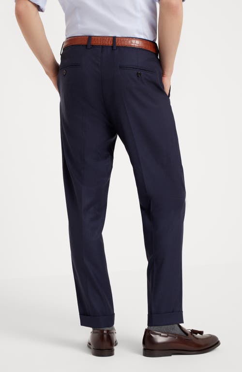 Brunello Cucinelli Straight-leg Pleated Wool-flannel Trousers In Blue