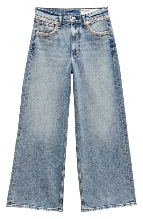 Rag & Bone Andi Embellished Wide Ankle Jeans In Pacific Jewel