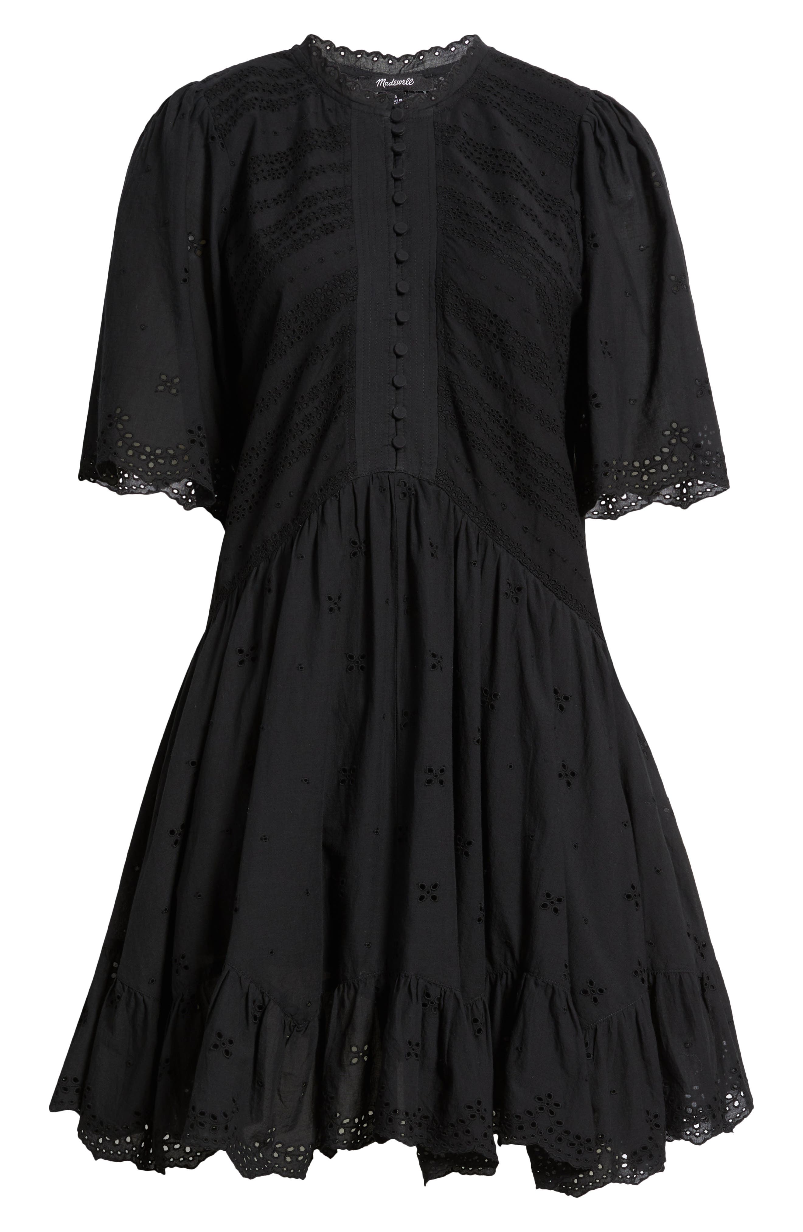 eyelet flutter sleeve mini dress in cotton Time and Tru Women's Eyelet Embroidery Cotton Mini Dress with Flutter Sleeves, Sizes Xs-xxxl, Size: Small, White