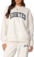 EDIKTED Babe Embroidered Oversize Fleece Sweatshirt