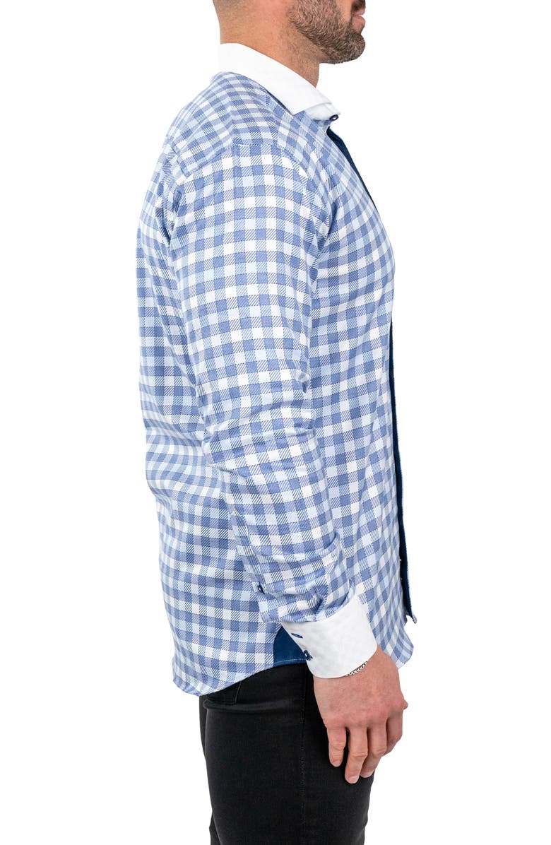 Maceoo Einstein Jacqcuffed Blue Button-Up Shirt, Alternate, color, 