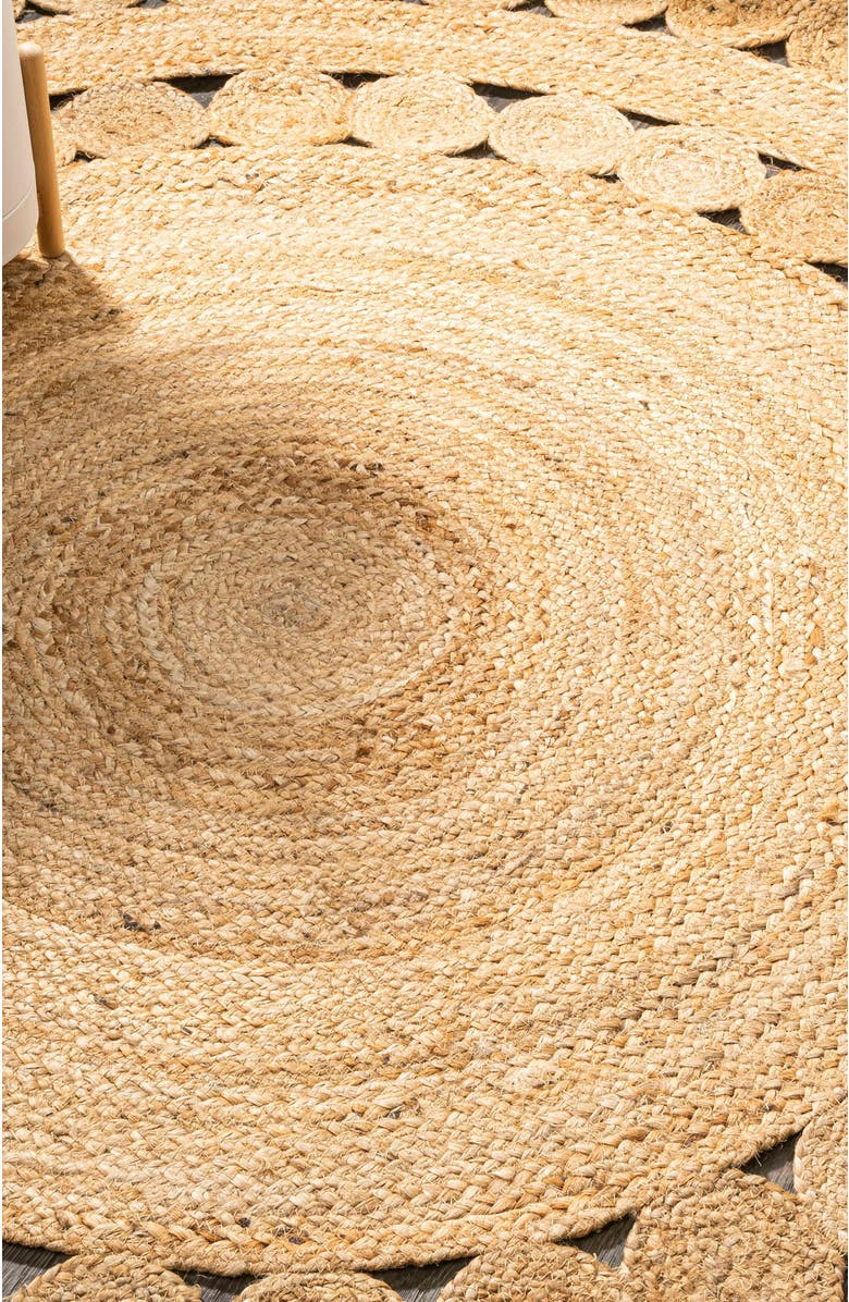 JONATHAN Y Bodhi Round Natural Jute hippie Circle Natural Round Area Rug, Alternate, color, Natural