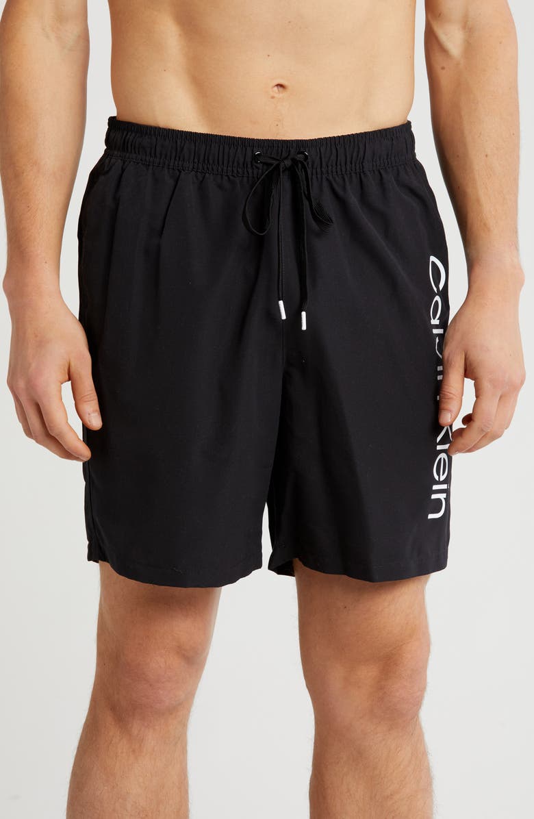 Calvin Klein 7" Core Volley Shorts, Main, color, Black