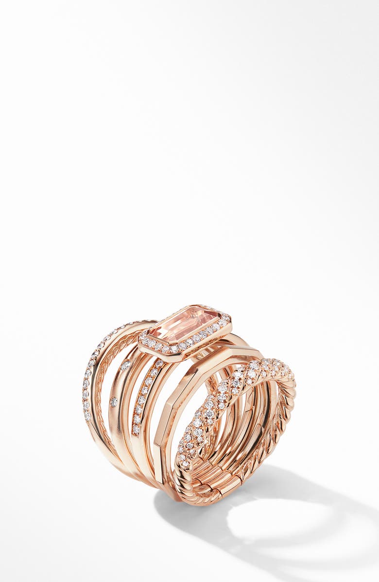 David Yurman Fine Cable Stack Ring, Alternate, color, Morganite