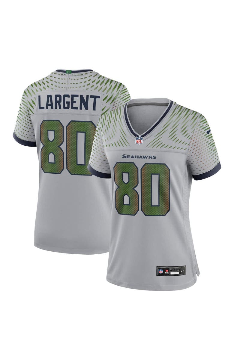Nike Women's Nike Steve Largent Wolf Gray Seattle Seahawks 2025 Rivalries Collection Retired Game Jersey, Main, color, Gray