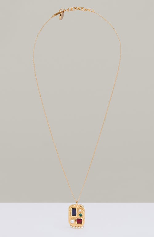 Reiss Sylar Crystal Pendant Necklace In Gold Tone/multi Crystal