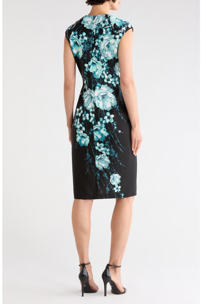 Print Sheath Dress, Alternate, color, AQUA