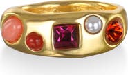 Sequin Rococo Crystal & Faux Pearl Ring
