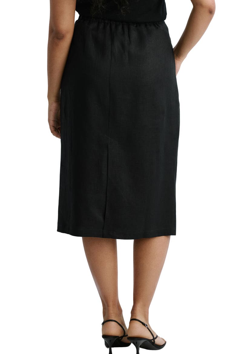 Linen Midi Skirt, Alternate, color, BLACK