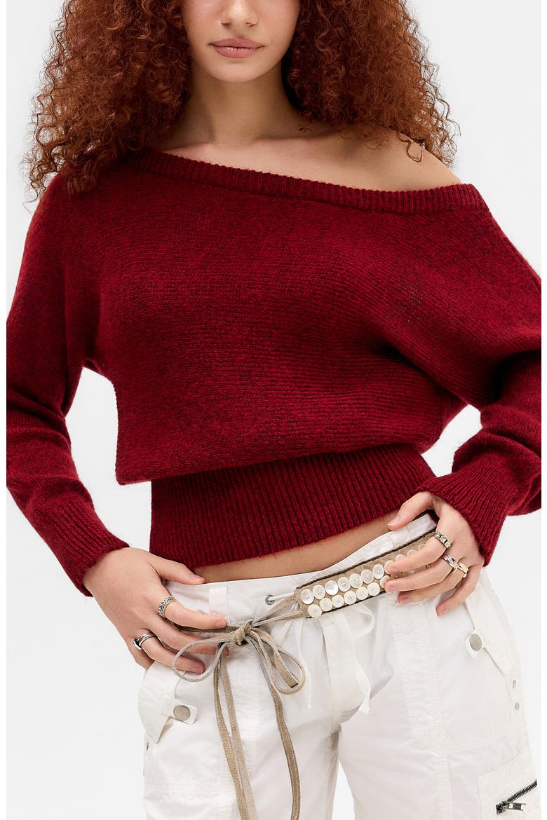Jordan Slouch Off the Shoulder Sweater, Main, color, RED