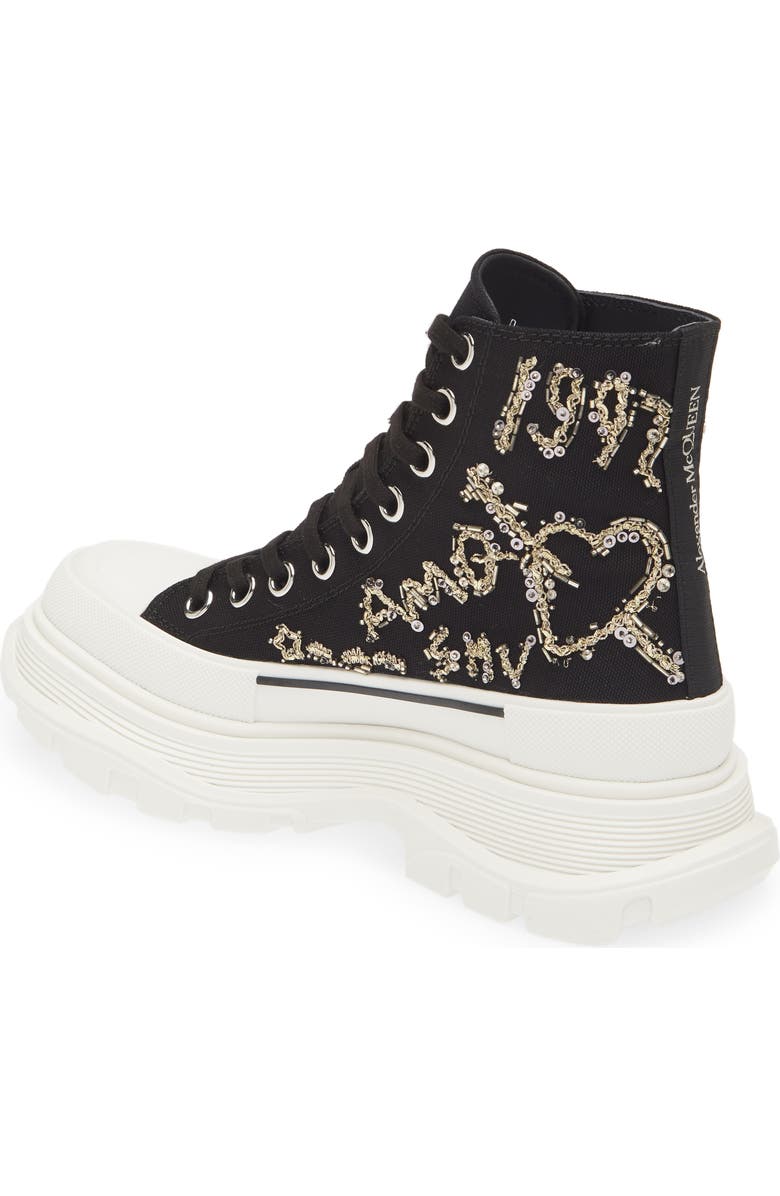 McQueen Tread Slick Embroidered Graffiti High Top Sneaker, Alternate, color,