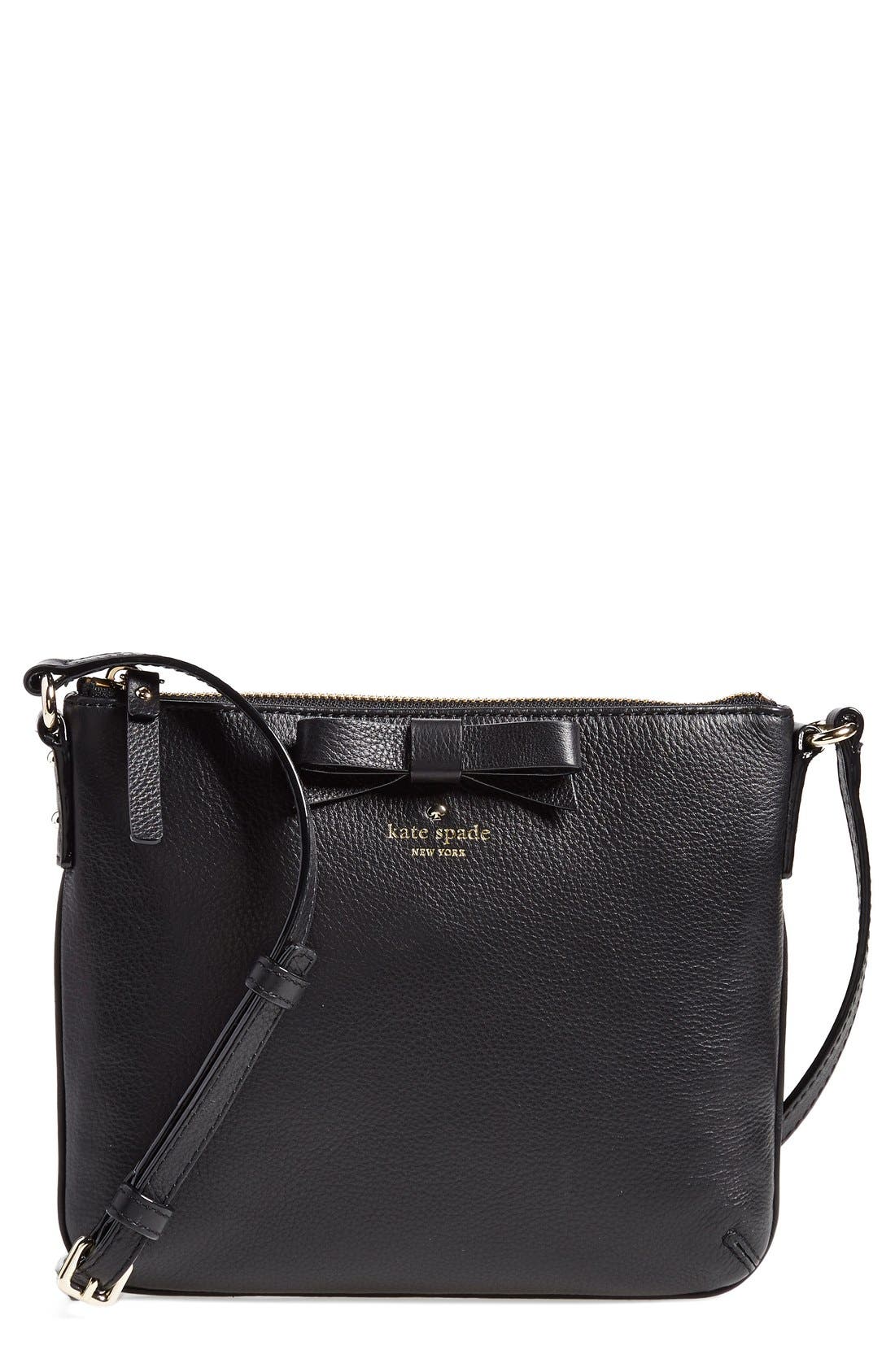 Kate Spade New York 'north court - bow tenley' pebbled leather crossbody bag, Main, color, 