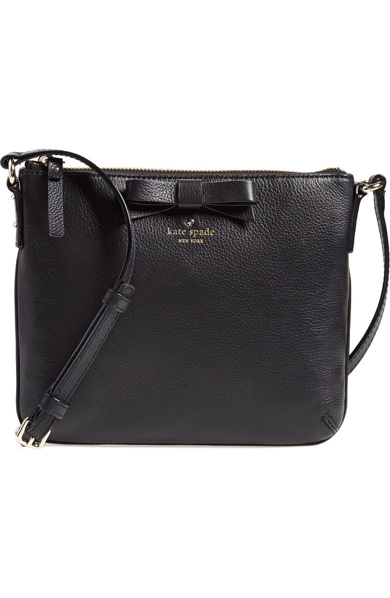 Kate Spade New York 'north court - bow tenley' pebbled leather crossbody bag, Main, color,