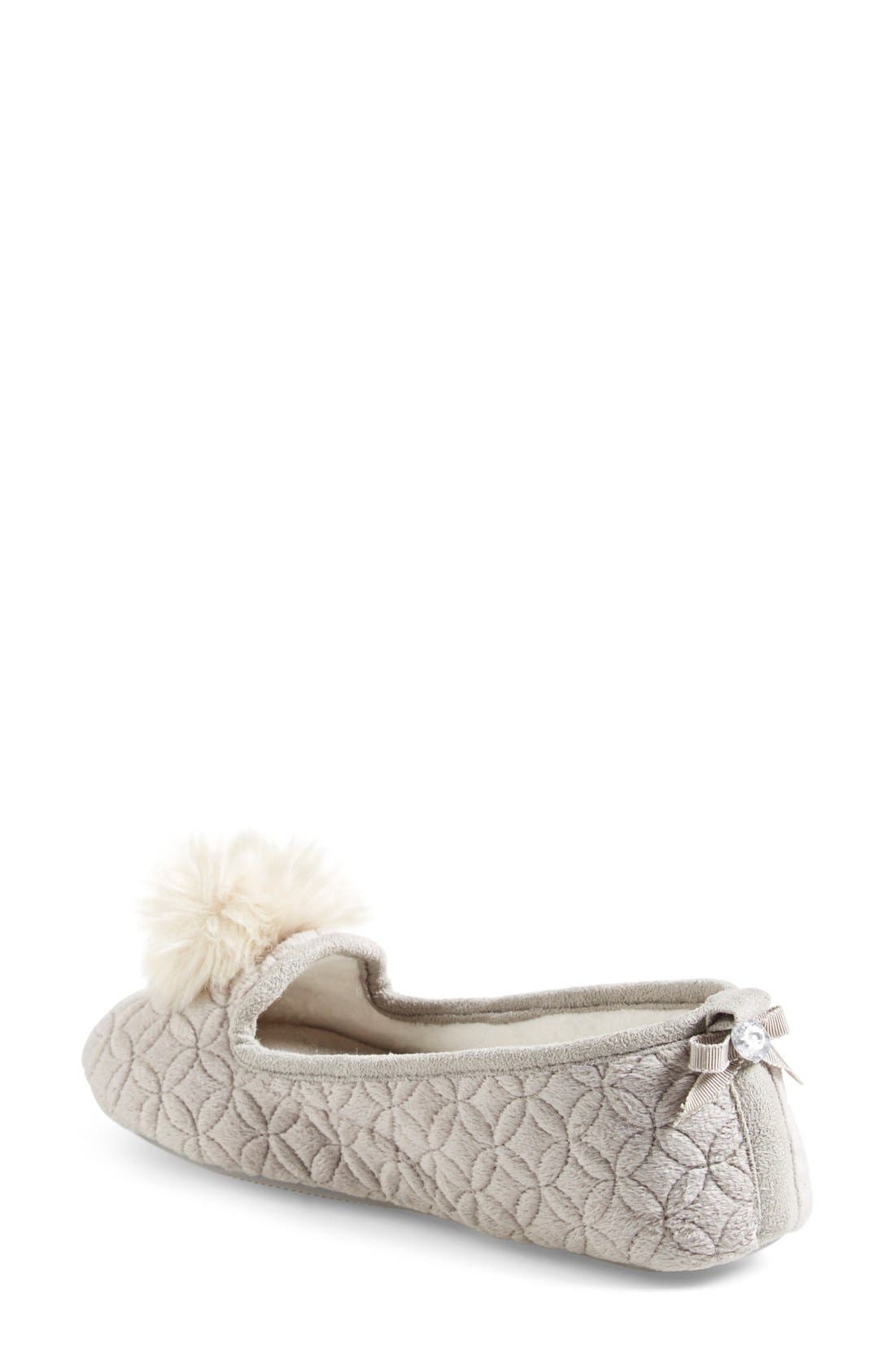 Pretty You London 'Opera' Quilted Faux Fur Pompom Slipper, Alternate, color, 