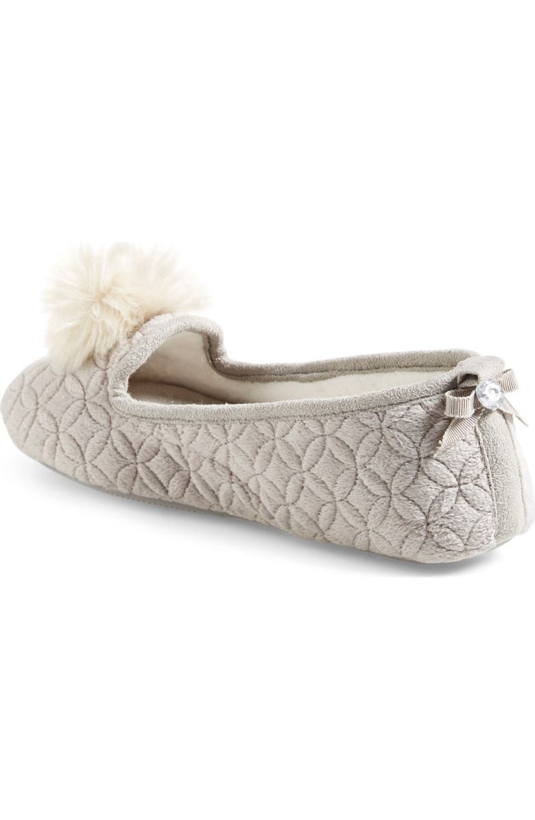 Pretty You London 'Opera' Quilted Faux Fur Pompom Slipper, Alternate, color,