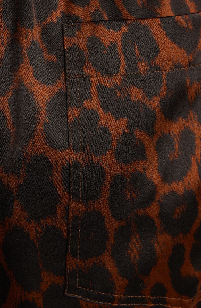 TOM FORD Reflected Leopard Print Stretch Silk Pajama Pants, Alternate, color, Dark Brown