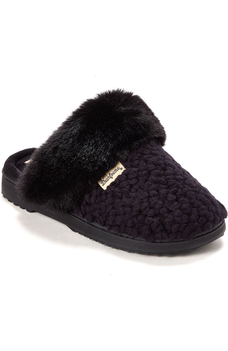 DEARFOAMS Courtney Knit Scuff Slipper, Main, color, Black Solid