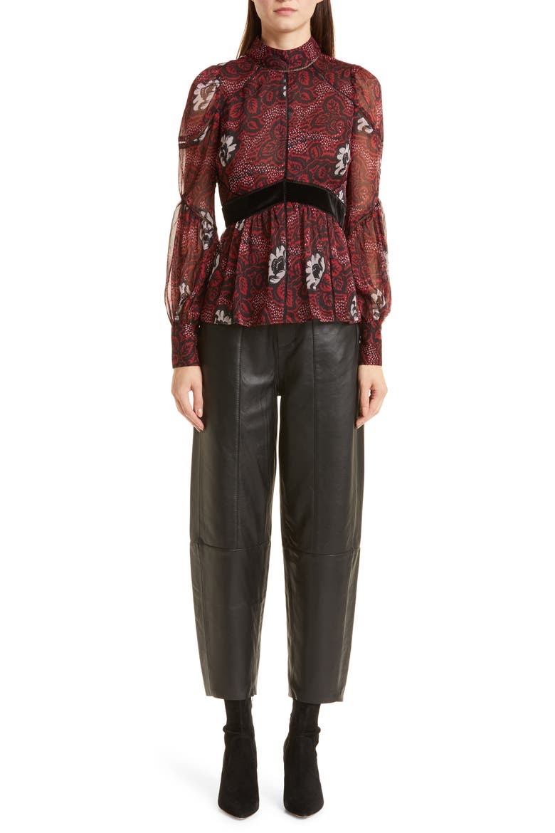 Alexxei Ladder Trim Pullover Blouse, Alternate, color, RED