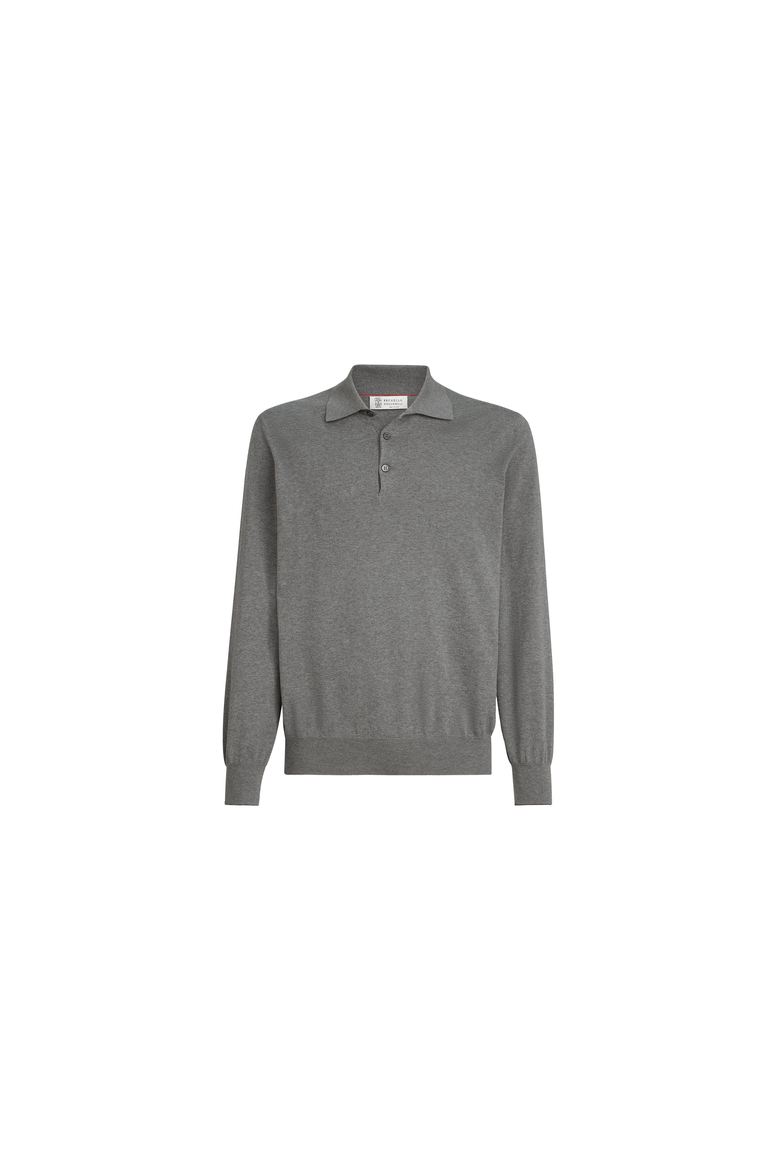 Cotton lightweight knit polo shirt, Alternate, color, Dark Grey