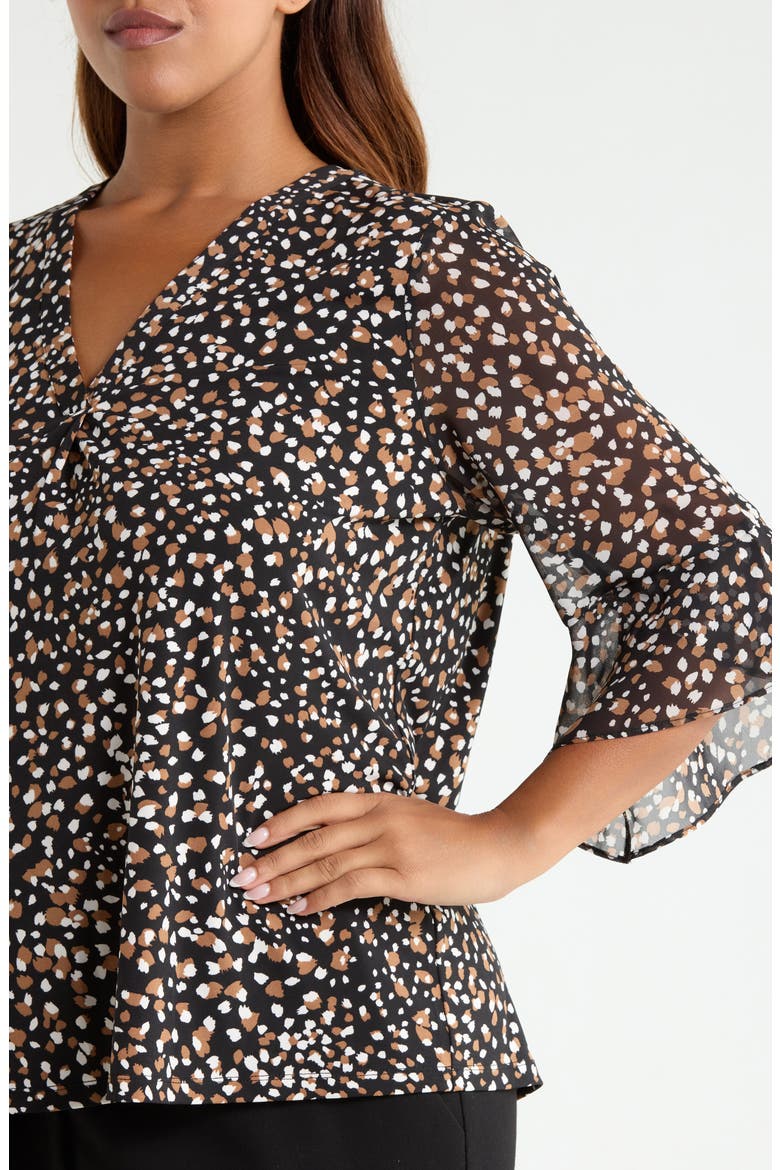 Split Neck Mixed Media Top, Alternate, color, ANNE BLACK/ VICUNA MULTI
