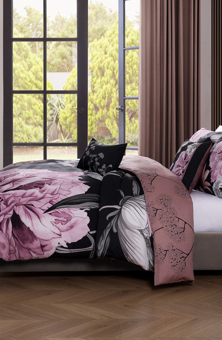 Bebejan Midnight Meadow Cotton Sateen Comforter Set, Alternate, color, Black