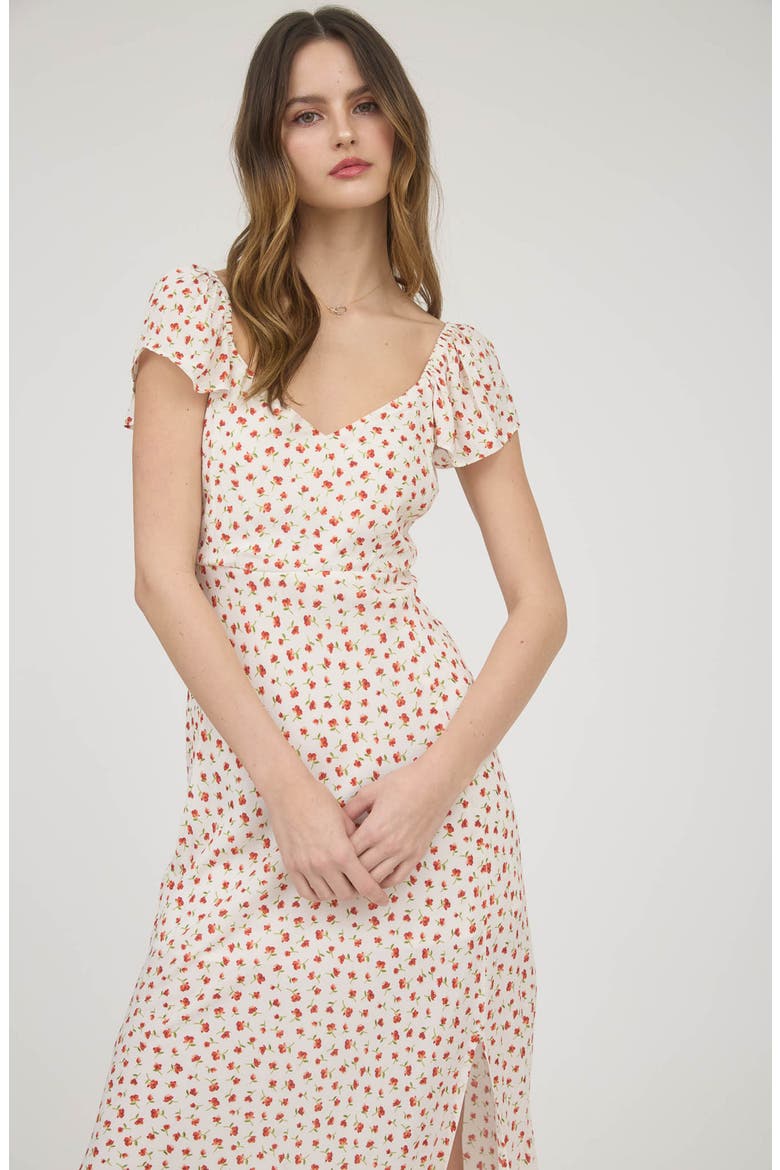 Floral Midi Dress, Alternate, color, CREAM