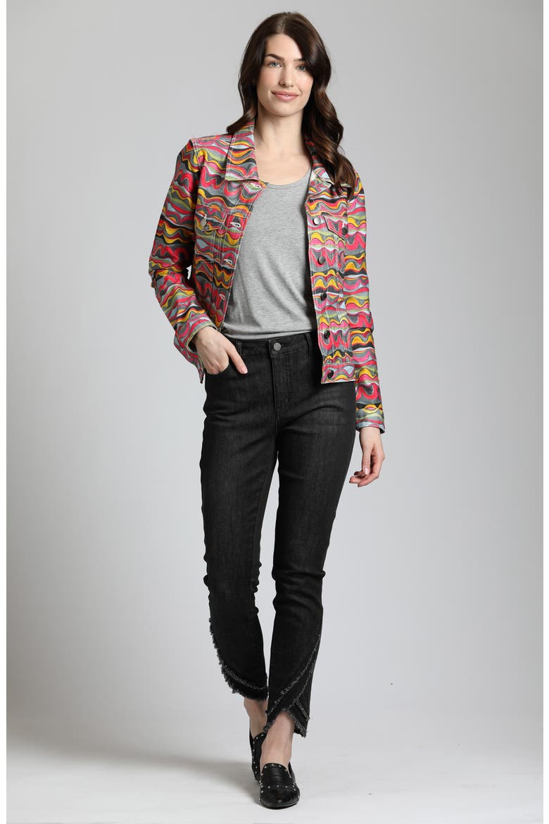 Printed Denim Jacket, Alternate, color, PINK MULTI