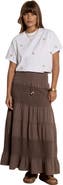 Apricot Crochet Detail Tiered Skirt