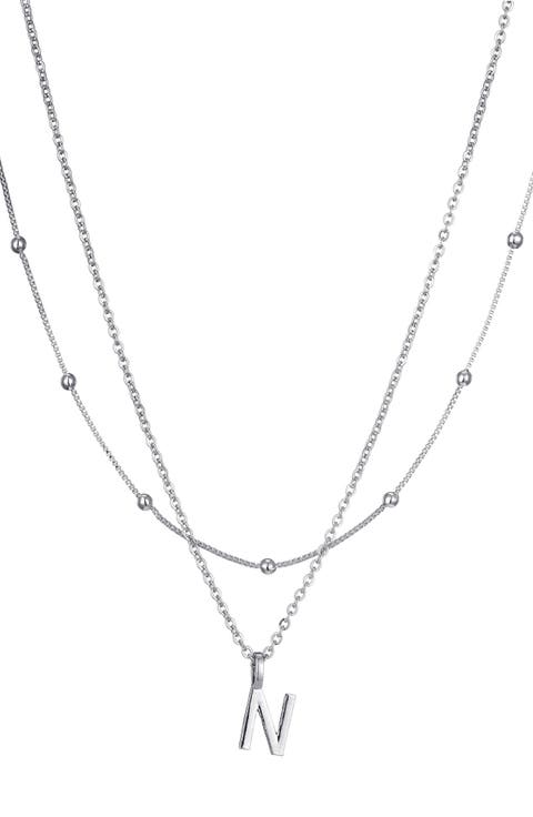 Initial Pendant Layered Chain Necklace