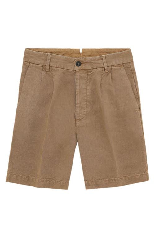 Fortela Beachshort Linen Bermuda Pleated Trousers In Brown