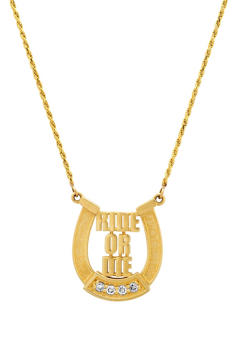 Established Ride or Die Horseshoe Pendant Necklace, Main, color, Yellow Gold